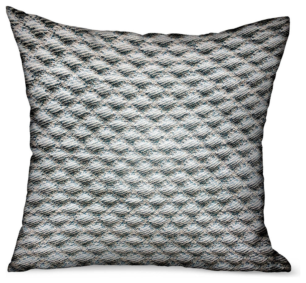 Plutus Victorian Charm Blue Dobby Luxury Outdoor/Indoor Throw Pillow, 24"x24"