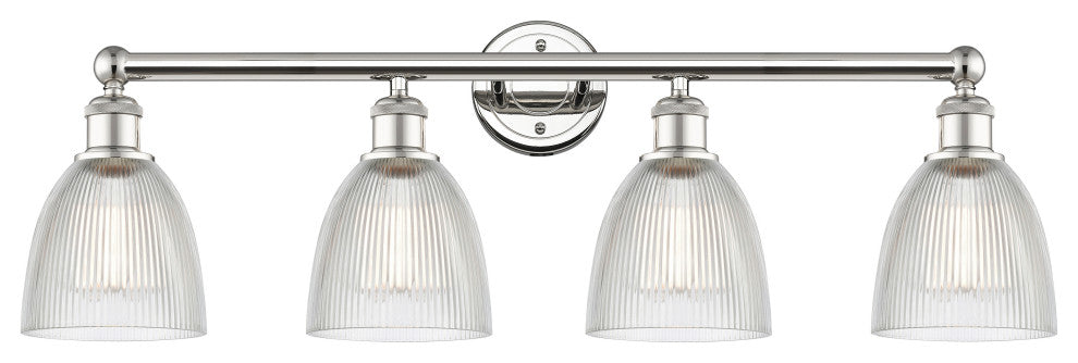 Castile 4-Light 33" Bath Vanity Light, Polished Nickel Finish, Clear Shade