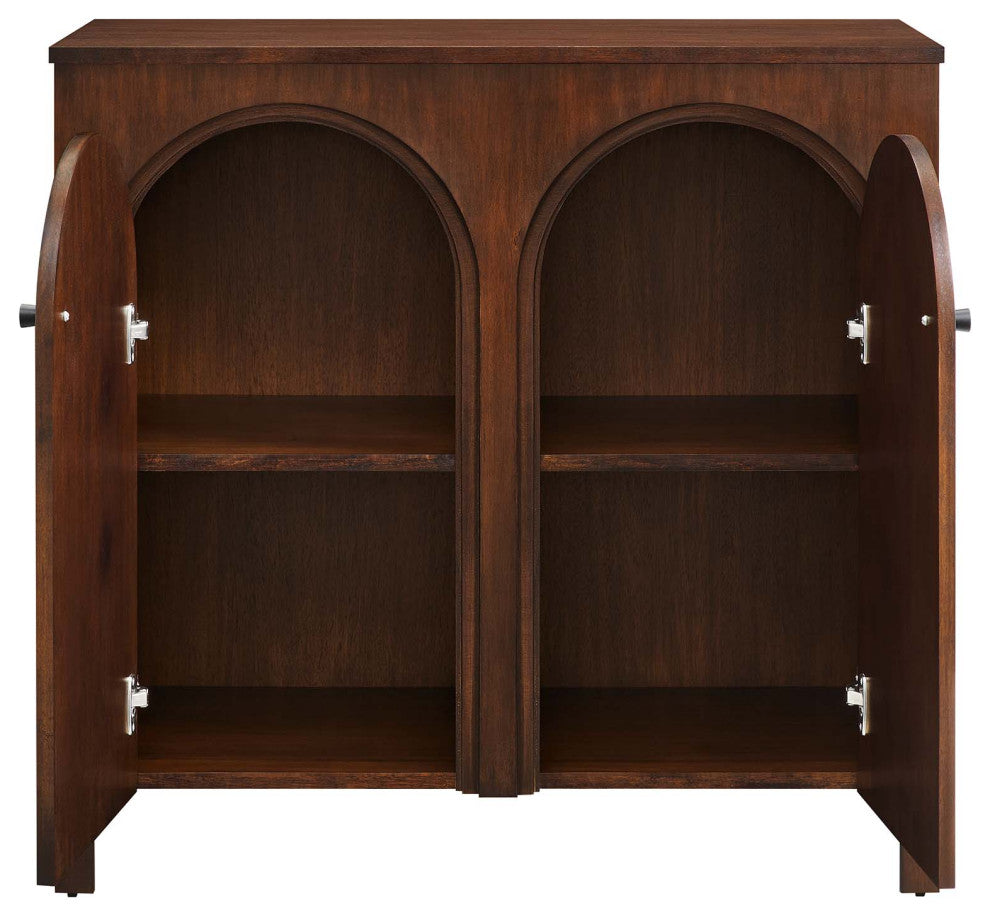 Appia 2-Door Arched Door Storage Cabinet - Walnut