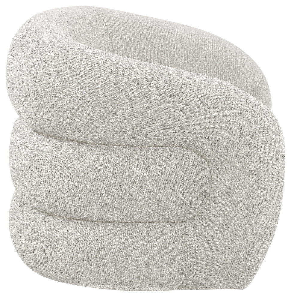 Roxbury Boucle Fabric Upholstered Swivel Accent Chair, Cream