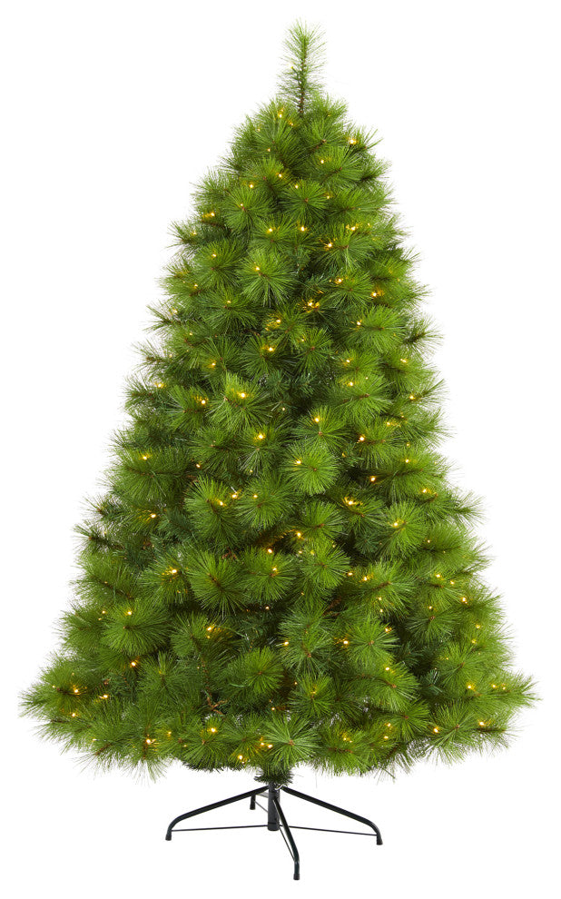6.5' Green Scotch Pine Artificial Christmas Tree With 350 Clear LED Lights