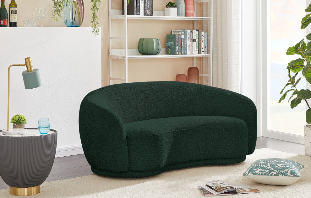 Hyde Boucle Fabric Upholstered, Green, Loveseat