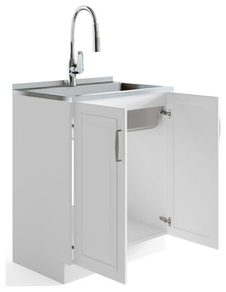 Darwin 28-inch Utility Sink & Cabinet in Pure White