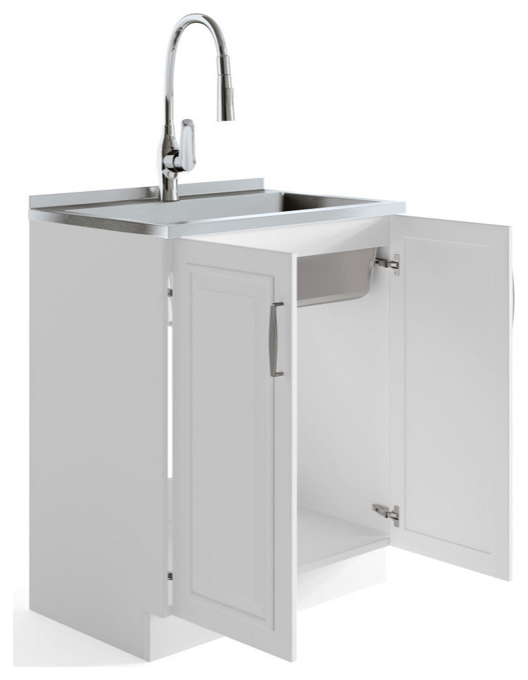 Darwin 28-inch Utility Sink & Cabinet in Pure White
