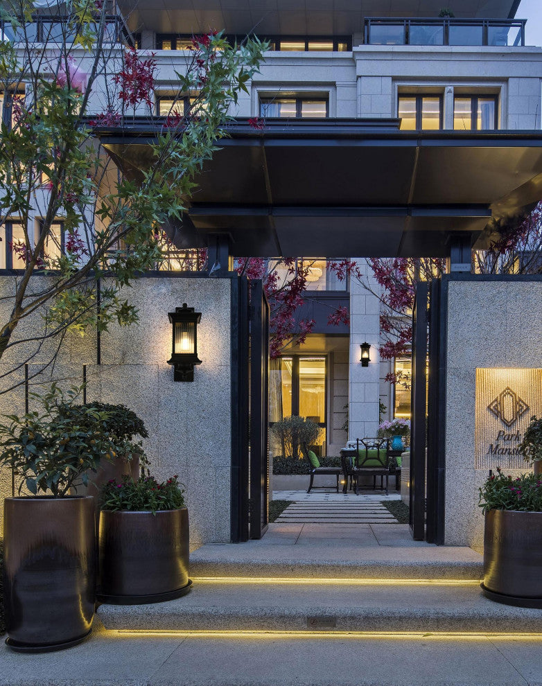 Home Living 7" Outdoor Wall Sconce, Black