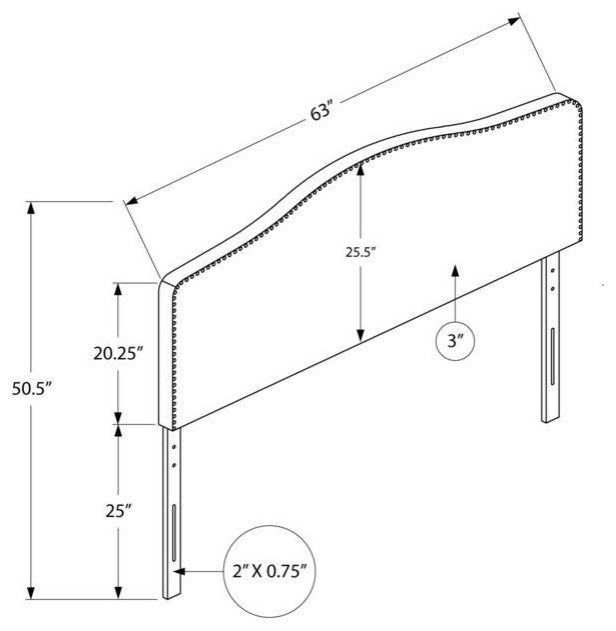 Bed, Headboard Only, Queen Size, Bedroom, Upholstered, Grey Leather Look
