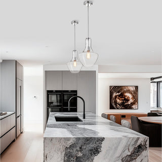 1-Light Modern Chrome 10 in. Pendant With Clear Glass Shade