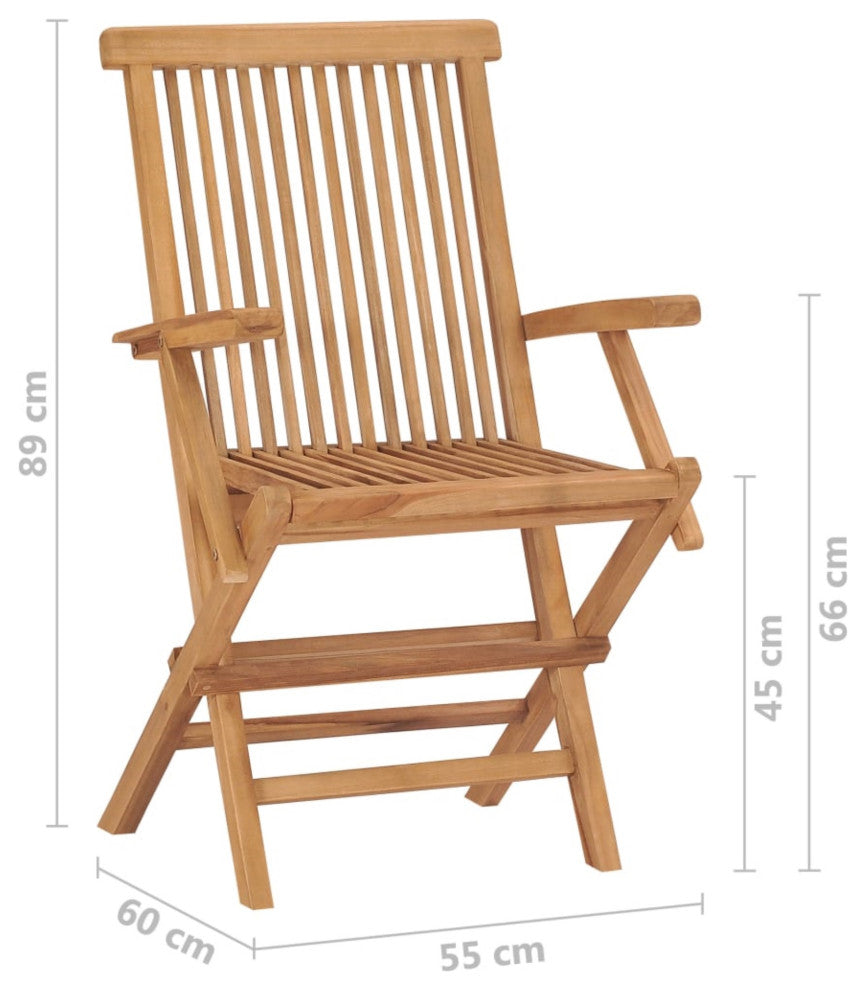 Vidaxl Garden Chairs With Blue Cushions, Set of 2, Solid Teak Wood
