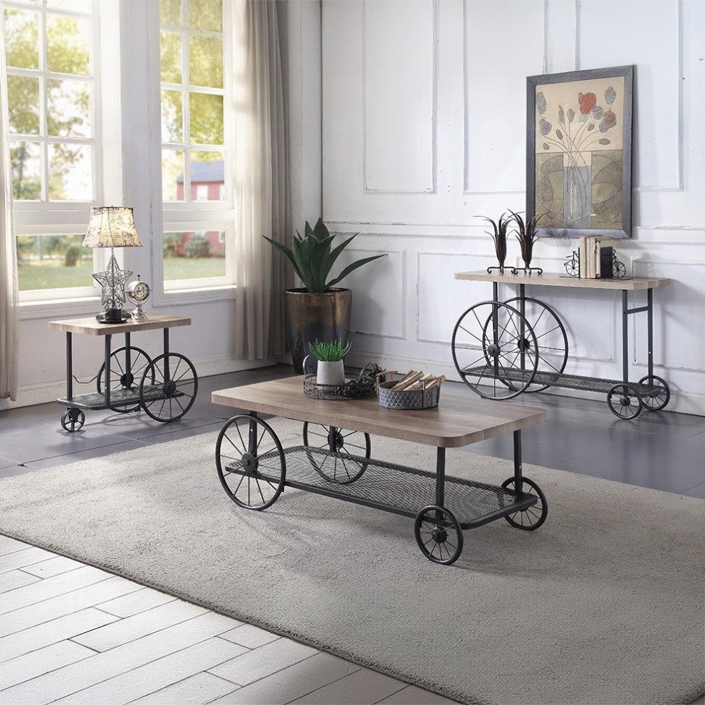 Francie End Table, Oak and Antique Gray