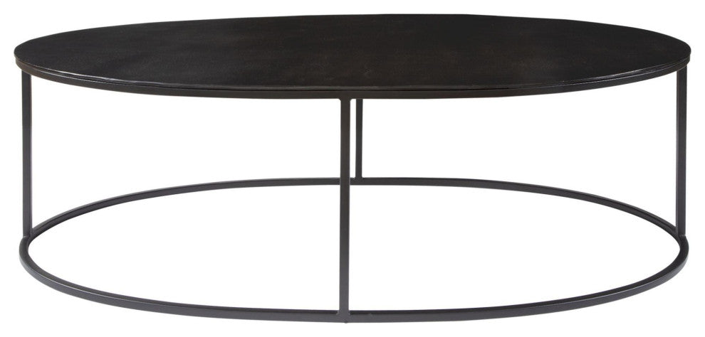 Uttermost 25152 Coreene 48"W Oval Modern Industrial Cocktail - Aged Black