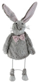 17" Gray and Pink Spring Loaded Rabbit Table Top Easter Figure