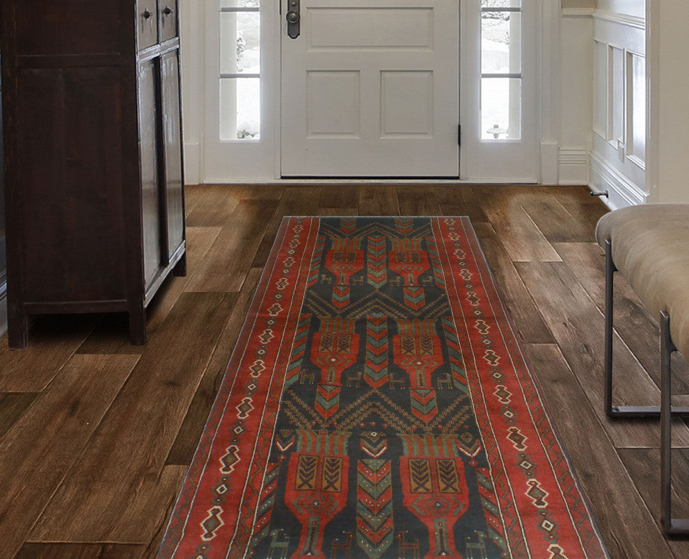 Semi-Antique Gunnar Charcoal/Red Runner, 3'8x8'1