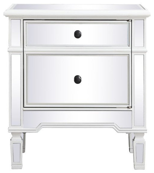 Elegant MF6-1016AW 24"Mirrored End Table, Antique White