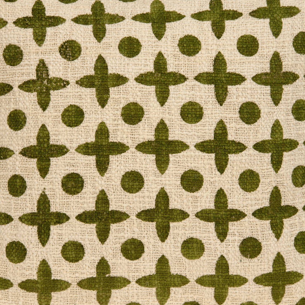 18" X 7" X 18" Transitional Beige Printed Pillow Cover With Poly Insert
