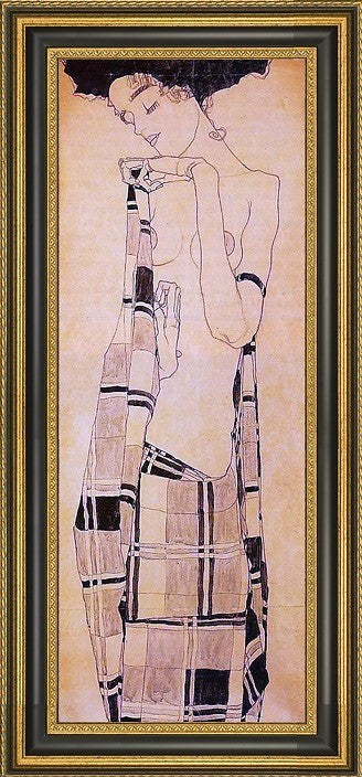 Egon Schiele Standing Girl Plaid Garment