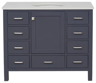 Horizon 42" Bathroom Vanity, Marine Gray, Engineered White