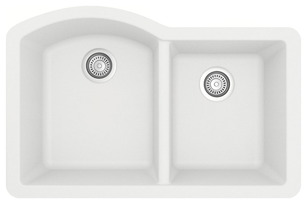 Karran USA QU-610 Quartz QU 32" Undermount Double Basin Quartz - White
