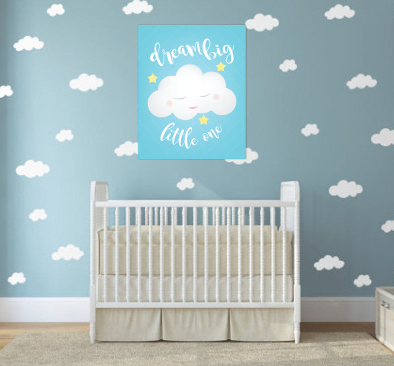 Dream Big Little One Cloud in Blue, 18x24