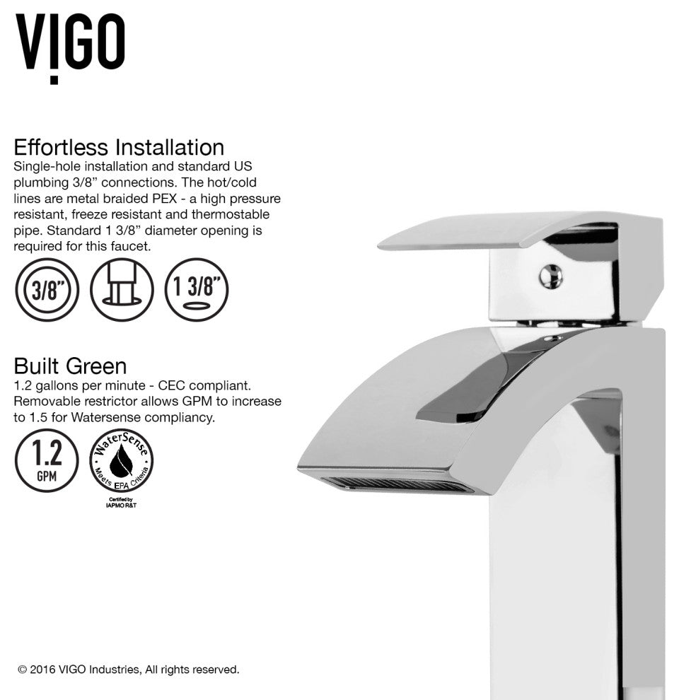 VIGO Duris 12" H Single Handle Single Hole Bathroom Vessel Faucet, Chrome
