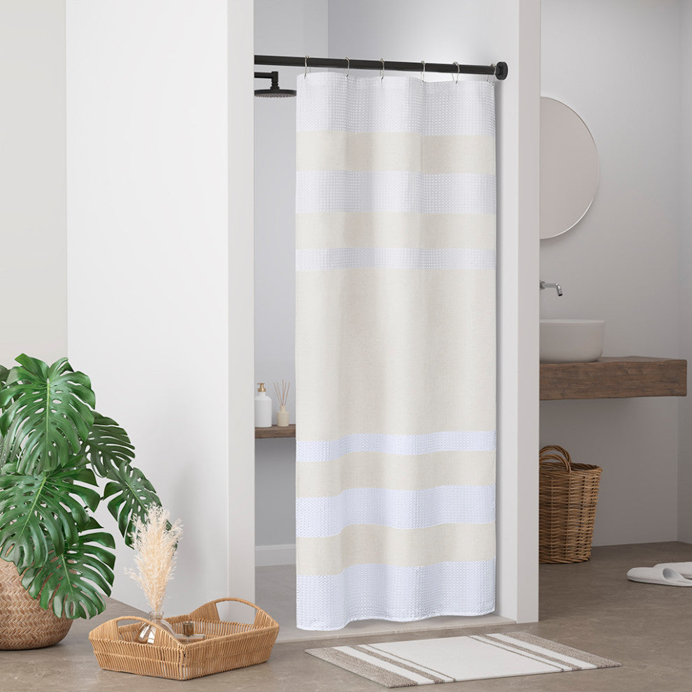 Madison Park Spa Waffle Shower Curtain With 3M Treatment
