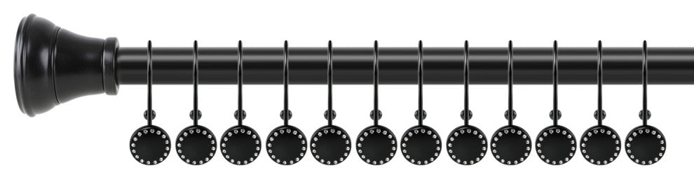 Utopia Alley Shower Hooks - Double Shower Curtain Rings for Bathroom, Set of 12, Black