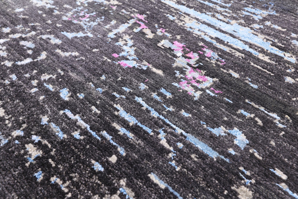 9' 1" X 12' 0" Modern Wool and Silk Hand Knotted Rug Q8869