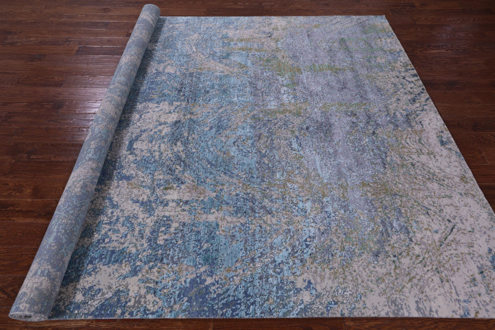 Hand-Knotted Abstract Wool & Silk Rug 7' 11" X 10' 2" - Q13075
