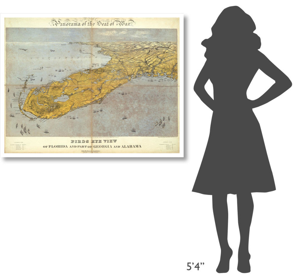 "Florida and Part of Georgia and Alabama, 1861" Print by John Bachmann, 46"x36"