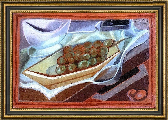 Juan Gris The Bunch of Grapes - 18" x 27" Framed Premium Canvas Print