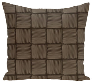 Basketweave Geometric Print Pillow, Brown, 26"x26"