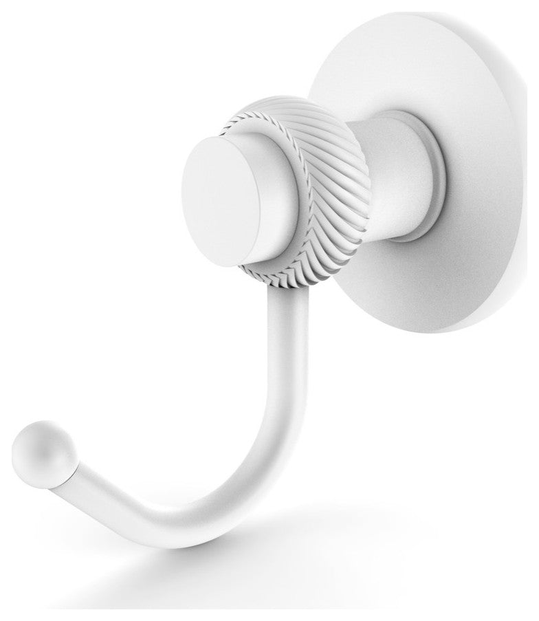 Mercury Robe Hook with Twisted Accents, Matte White