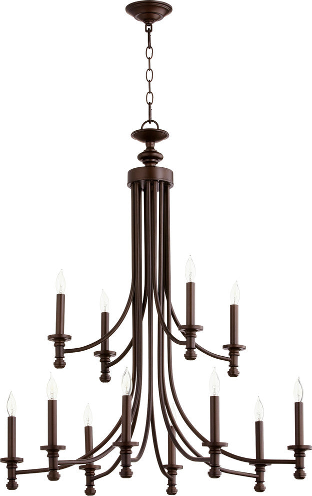 Rossington 12-Light Chandelier, Oiled Bronze