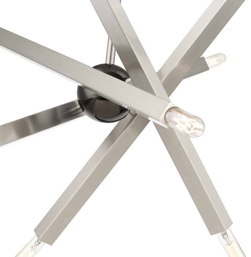 Livex Lighting Monaco 8-Light Brushed Nickel Chandelier With Black Chrome Accent