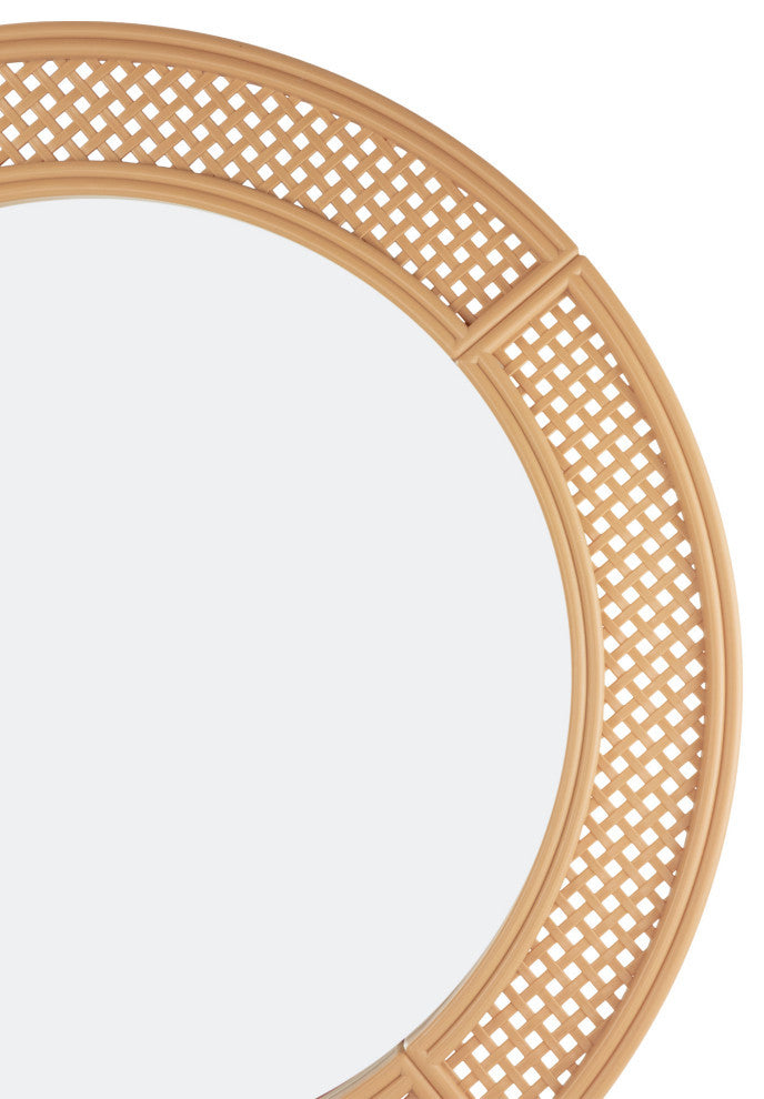 30" Round Rattan Weaved Wall Mirror