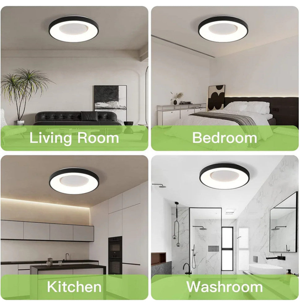 Black Flush Mount Ceiling Light 15" Circle Modern Ceiling Lamp