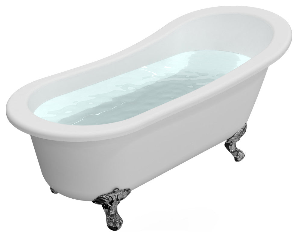 HEATGENE Acrylic Freestanding Bathtub Vintage Bathtub Contemporary, 61 Inches