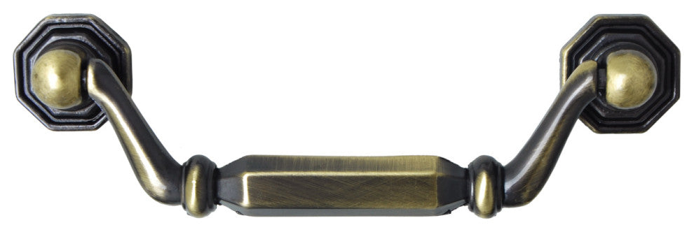 Utopia Alley Suffolk Drop Pull, 3.8" Center to Center, Antique Brass, 10 Pack