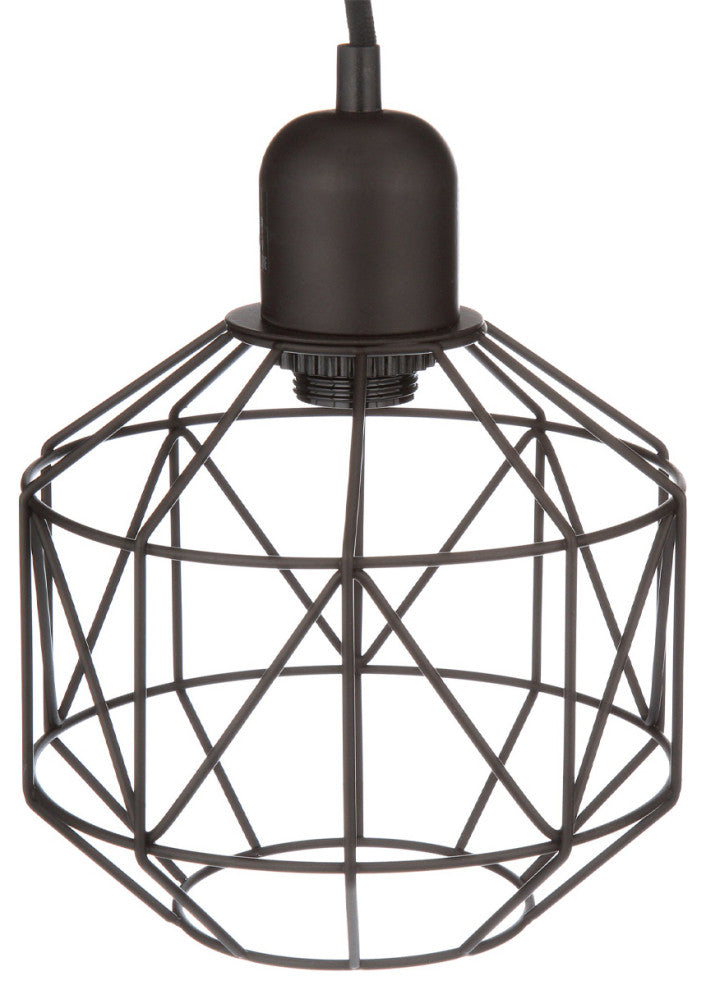 7"W 1-Light LED Metal Cage Plug-In Swag Pendant Light Bronze Finish