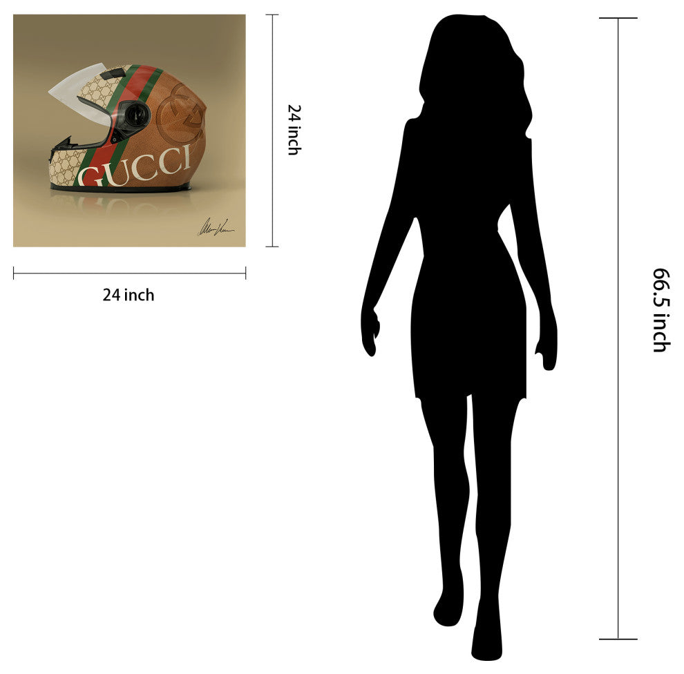 "Gucci Fabulous Helmet" Frameless Floating Tempered Glass Panel Graphic Wall Art