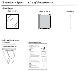 Kendall Framed Wall Mirror, Black & Gold, 20"x24"
