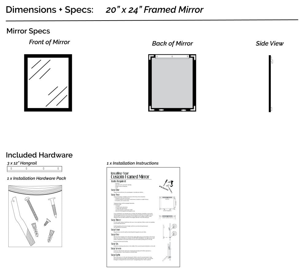 Kendall Framed Wall Mirror, Black & Gold, 20"x24"