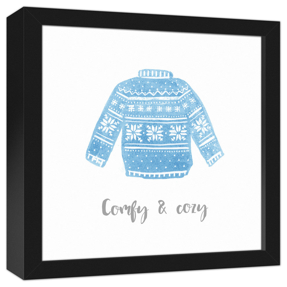 Comfy & Cozy Sweater 12x12 Black Framed Canvas