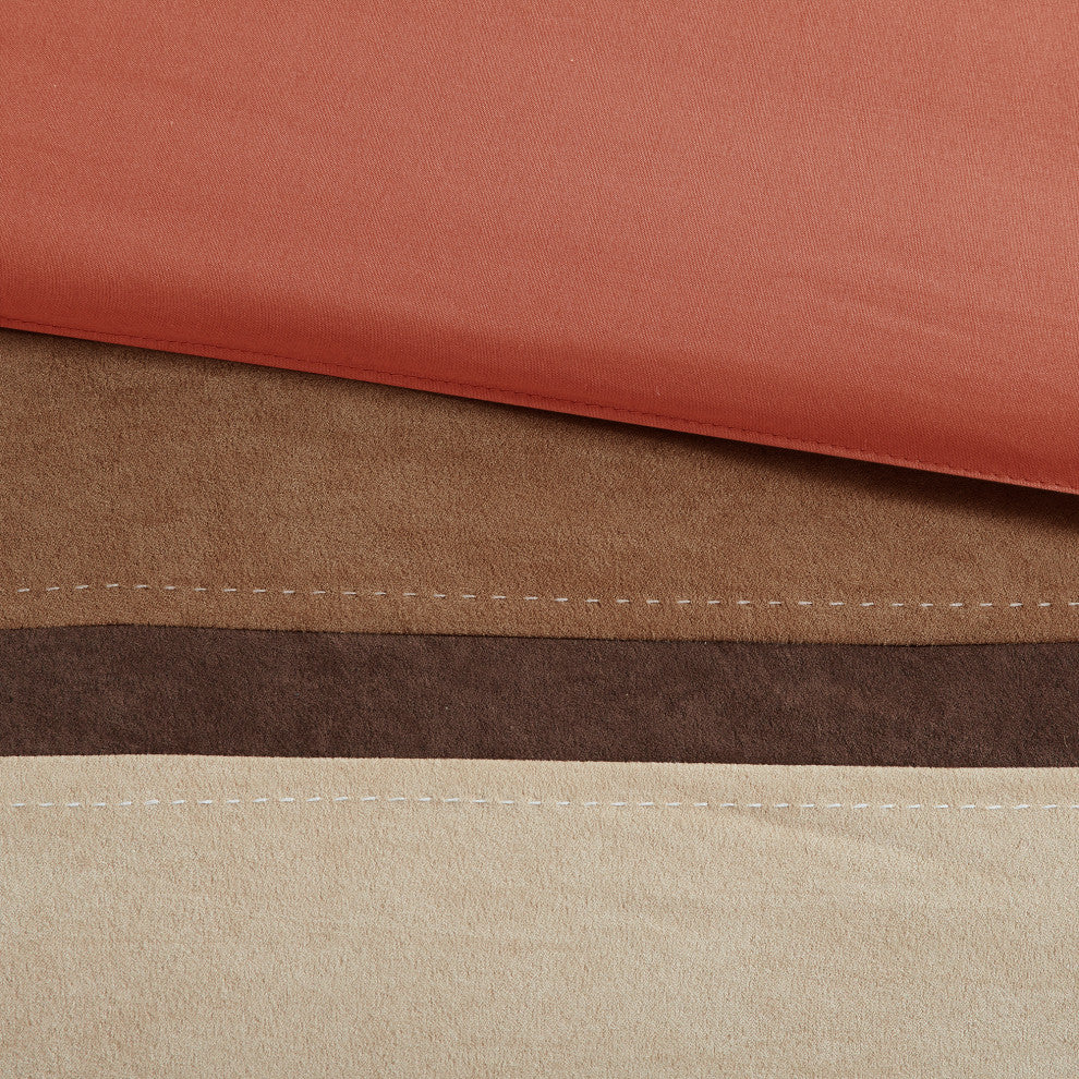 Madison Park Palisades Palizzate Suede 7-Piece Comforter Set, Black, Coral, King