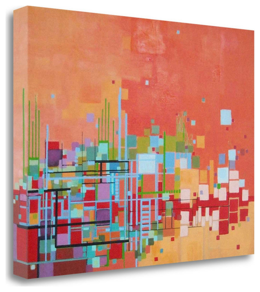 40" Vibrant Geometric Summer Giclee Print on Gallery Wrap Canvas Wall Art