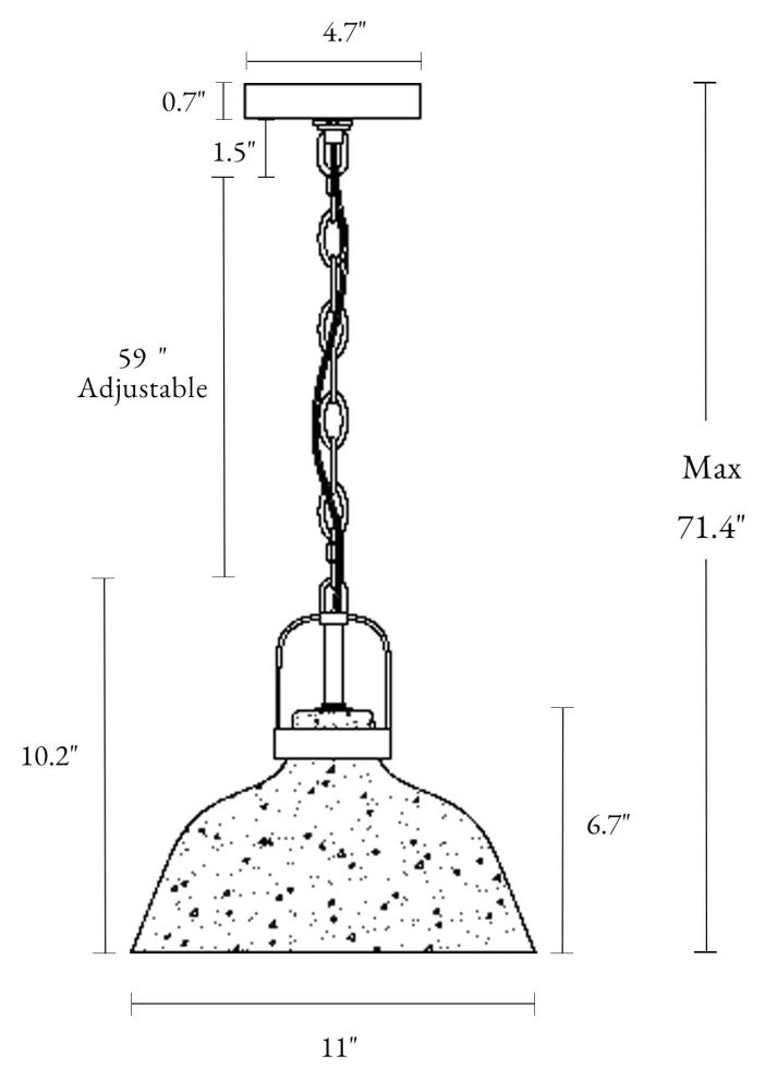 LNC 1-Light Modern Mercury Glass Dome Pendant Light, 11"W