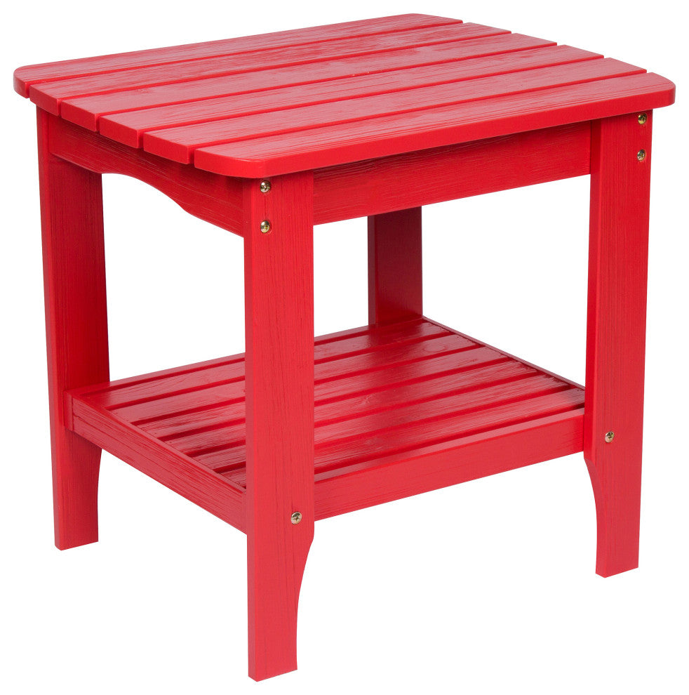 Shine Co. Cedar Wood Hydro-Tex Adirondack Square Corner Table Cherry Red 4113CR