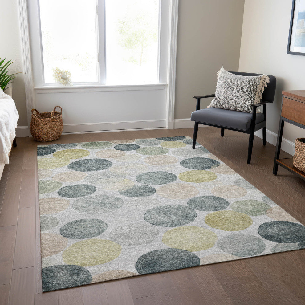 Machine Washable Indoor/Outdoor Chantille ACN1898 Gray 3' x 5' Rug