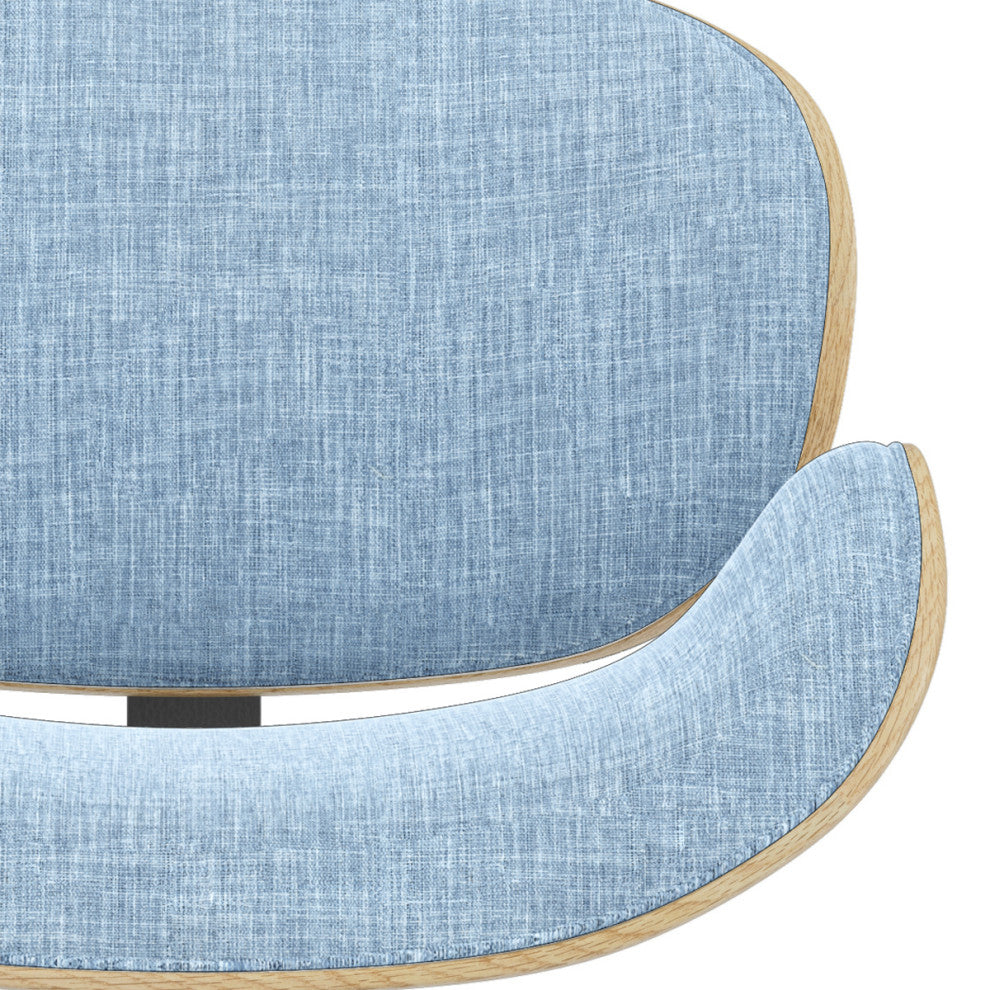 Marana Bentwood Gas Lift Bar Stool, Light Wood, Denim Blue