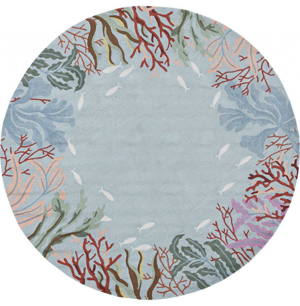 HomeRoots 90" X 90" Blue Polyester Rug
