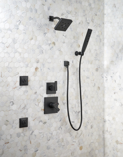 Delta H2Okinetic 5-Setting Wall Mount Hand Shower, Matte Black, 55140-BL